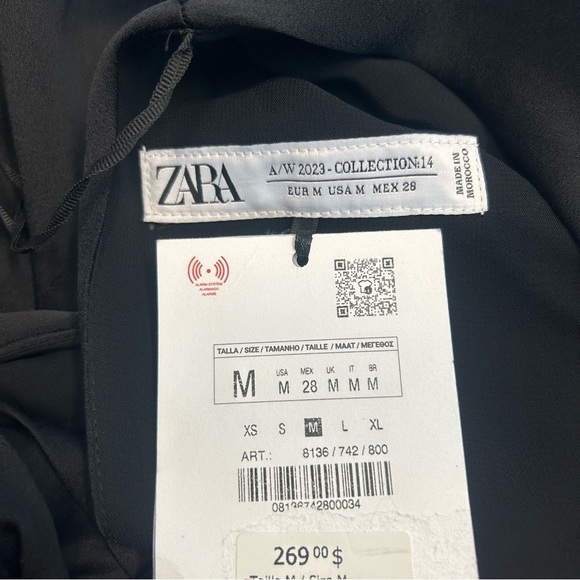 Zara Studio Collection limited edition black A-line V- neck pleated midi dress M - Picture 13 of 17